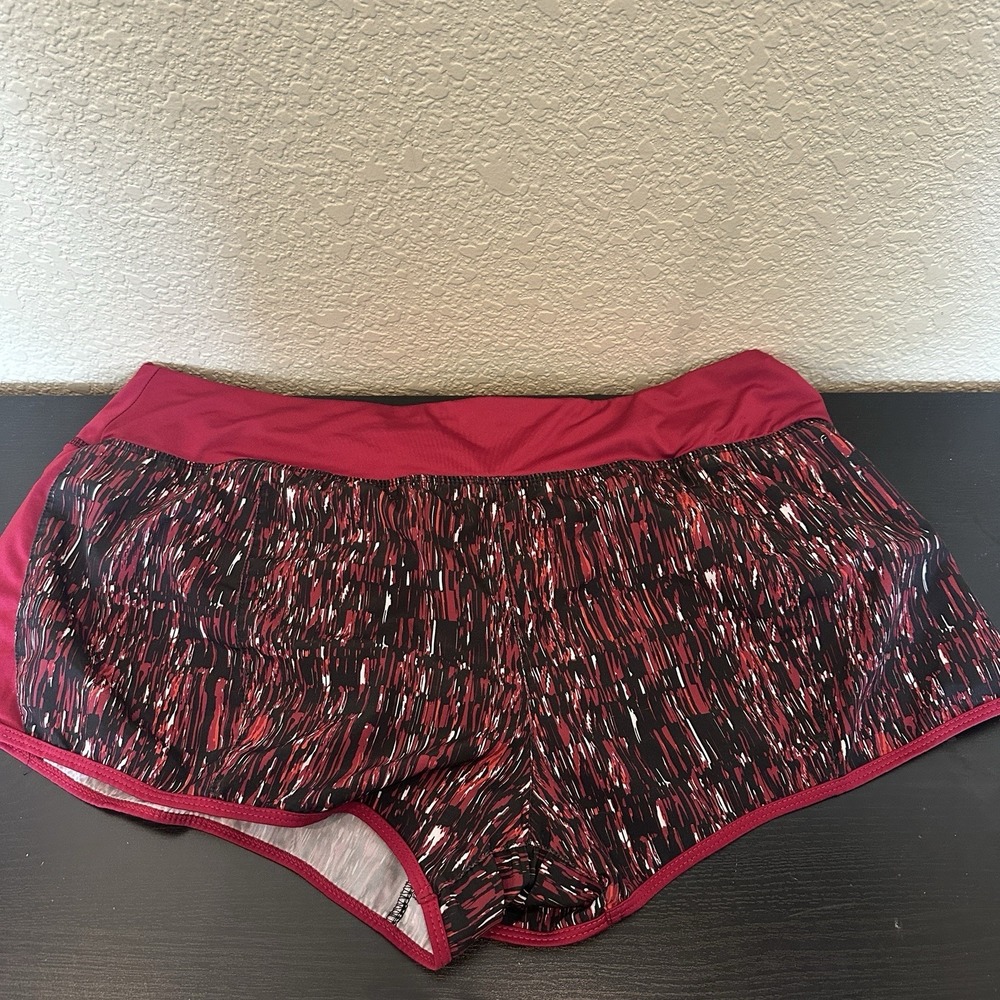 Nike Women's 3" Dry Printed 2-in-1 Shorts Red Extra Large Burgundy Lined Tie